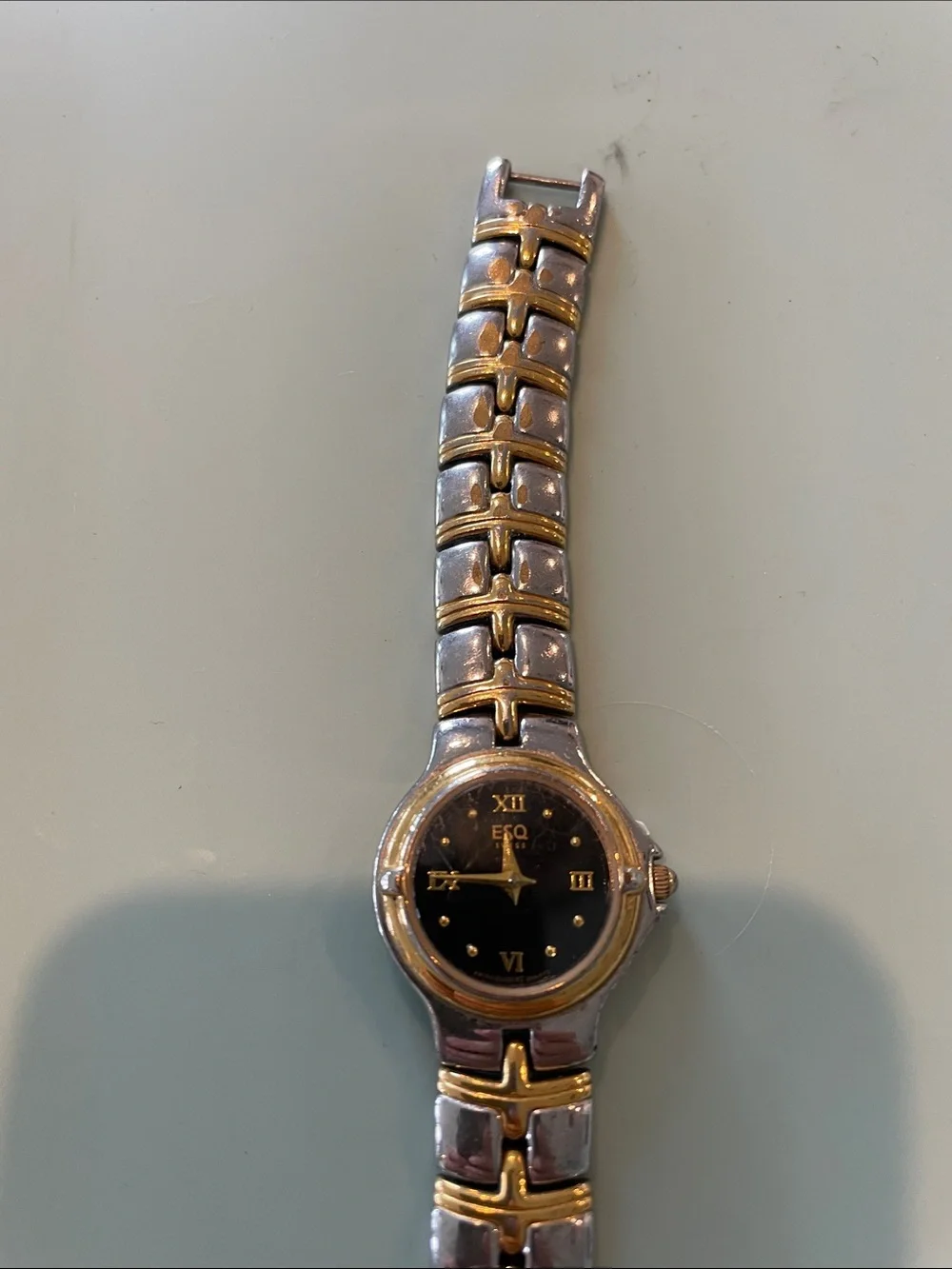 ESQ, Two-Tone Women's Watch with Black Dial and Gold Accents